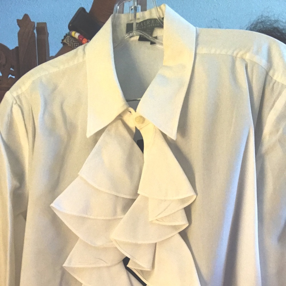 Puffy Shirt: Lauren by Ralph Lauren White Blouse- Like New 🤩